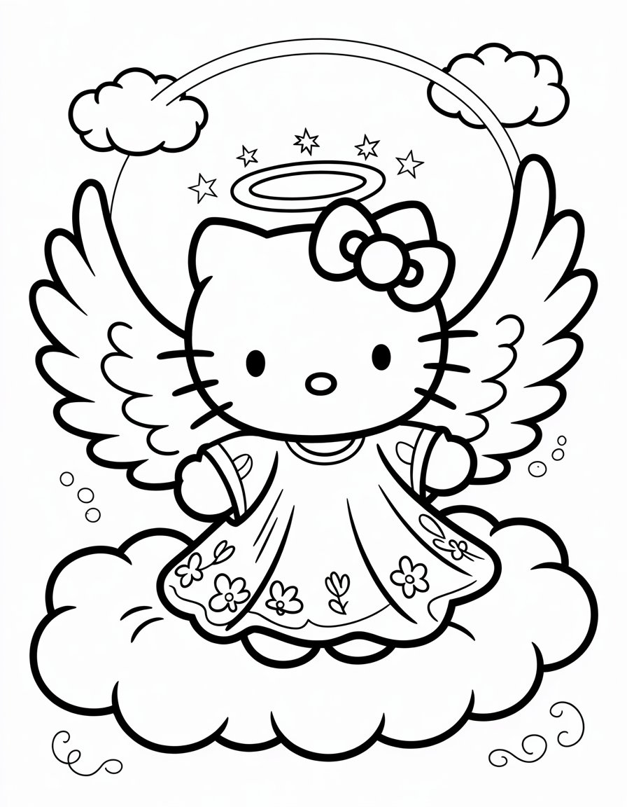 hello kitty angel coloring page