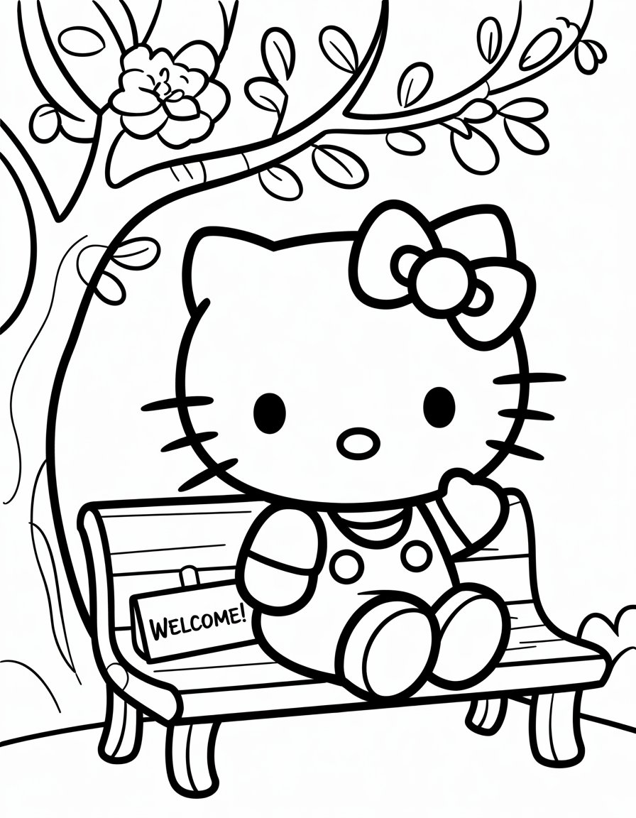 hello kitty anime coloring page