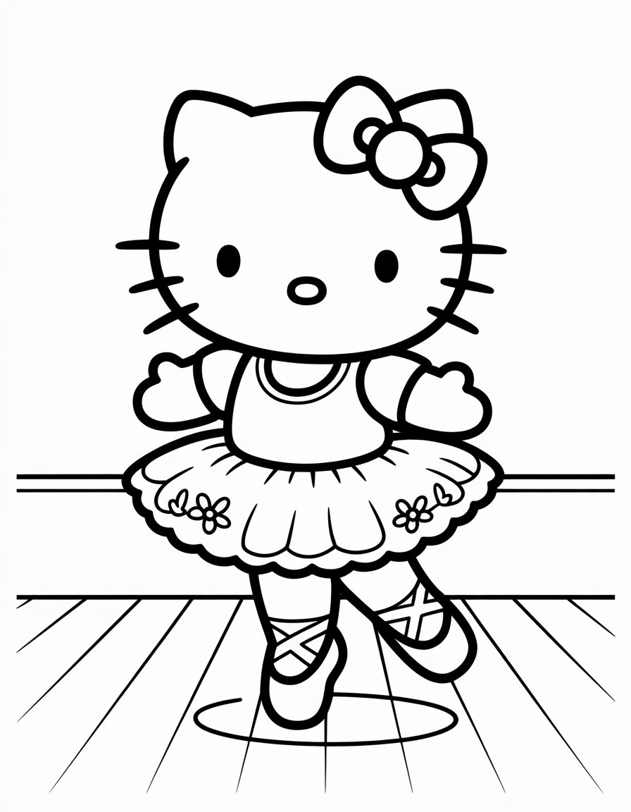 hello kitty ballet coloring page