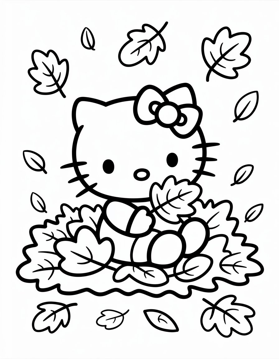hello kitty fall coloring page