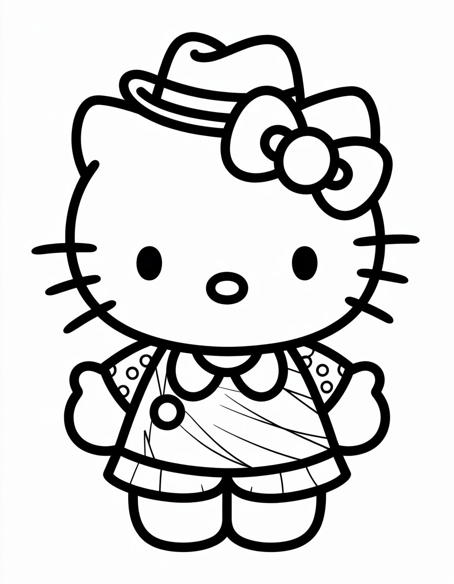 hello kitty gangster coloring page