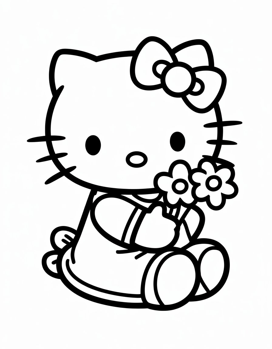 hello kitty girl coloring page