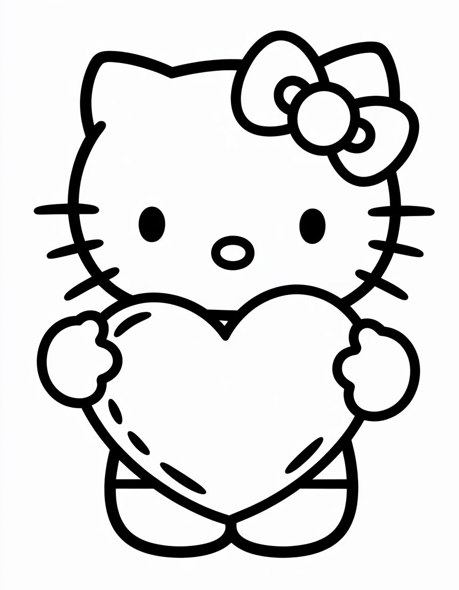 hello kitty heart coloring page
