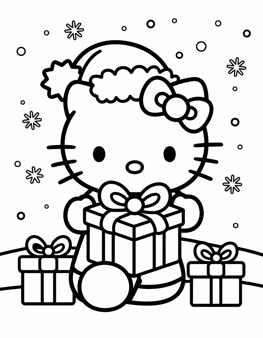 hello kitty holiday coloring page