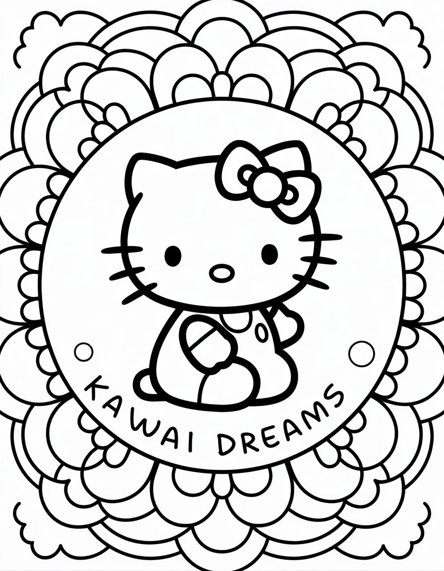 hello kitty mandala coloring page