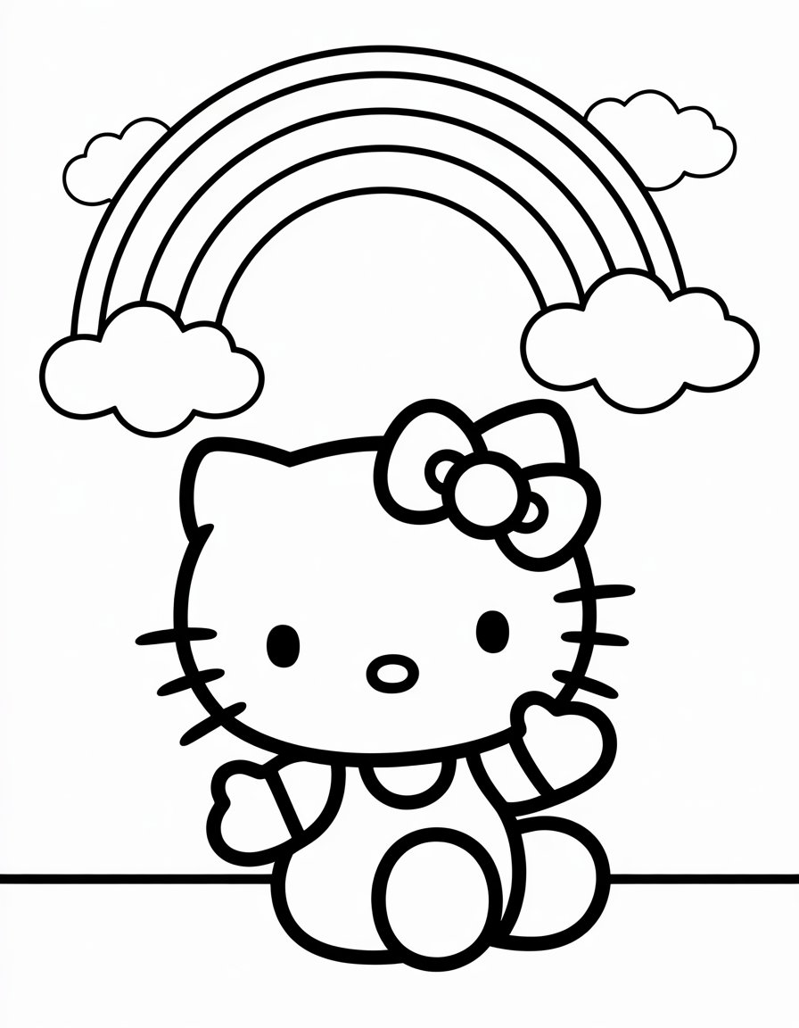 hello kitty rainbow coloring page
