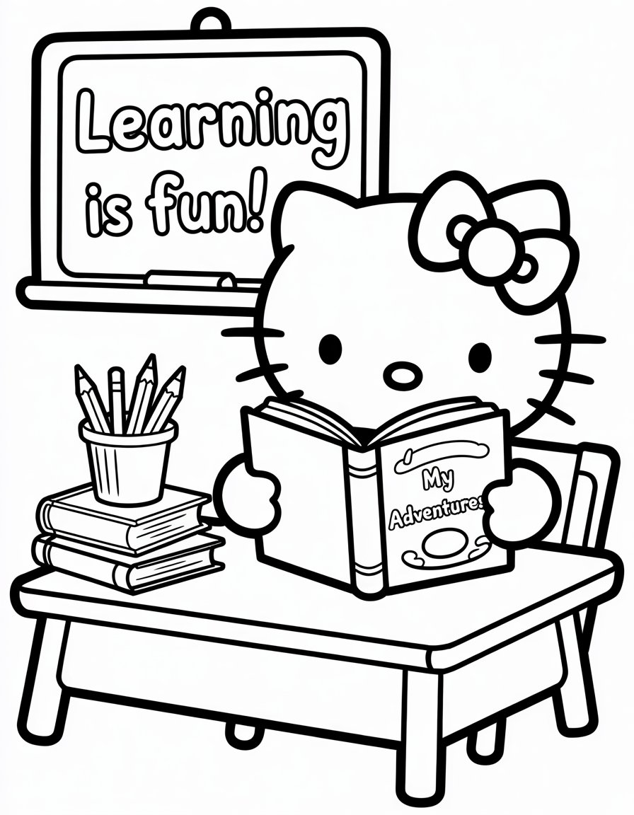 hello kitty school coloring page