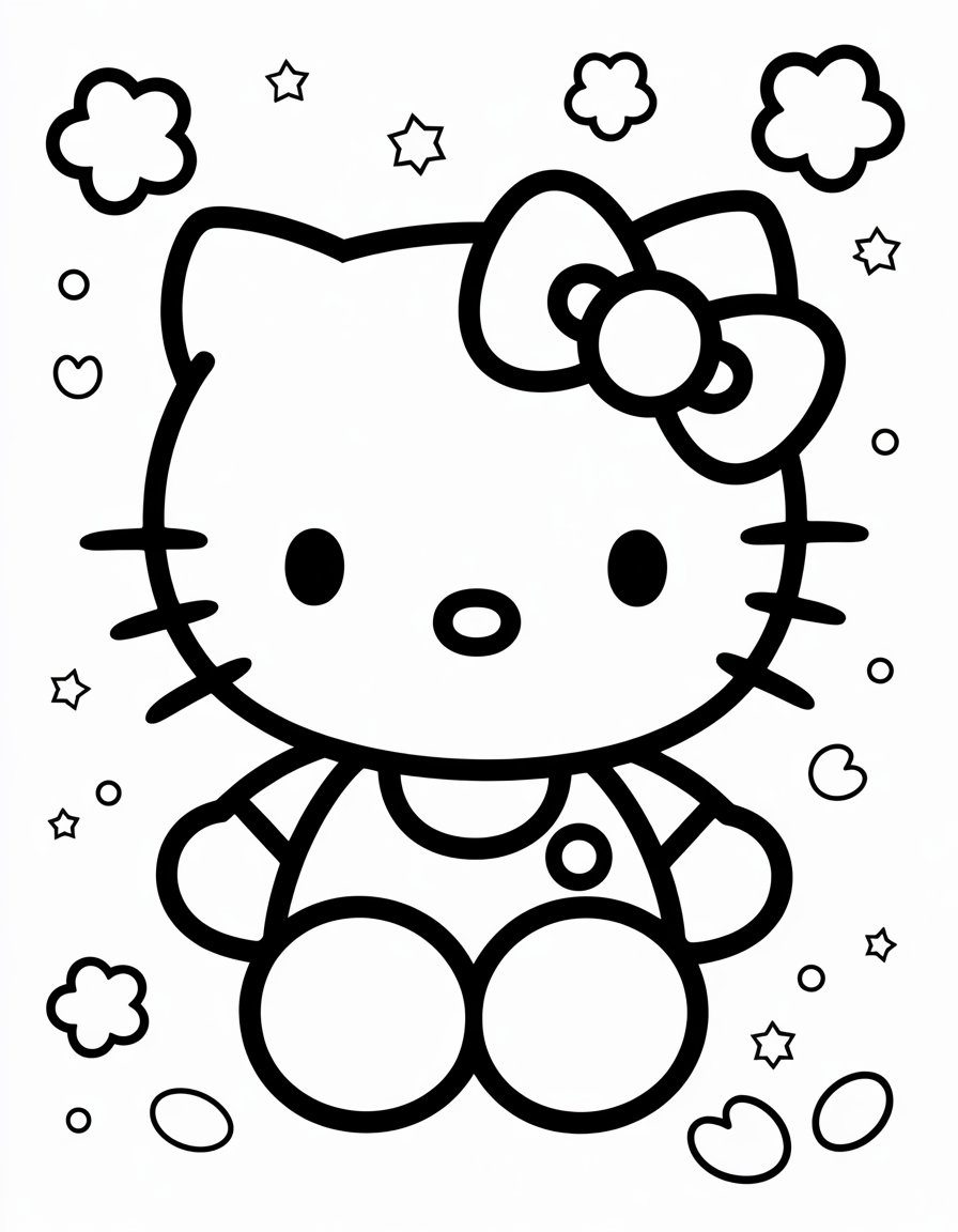 kawaii hello kitty coloring page