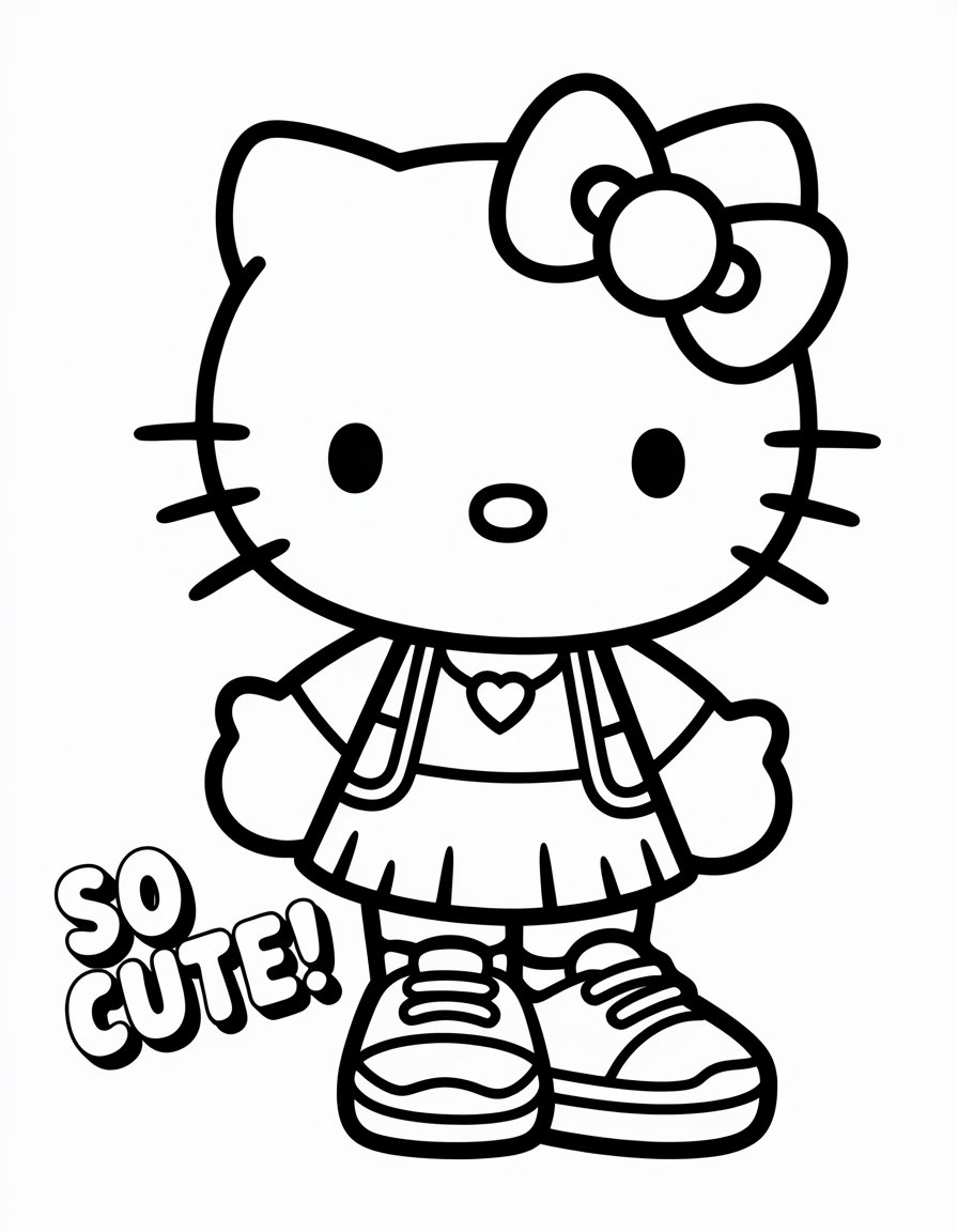 y2k hello kitty coloring page