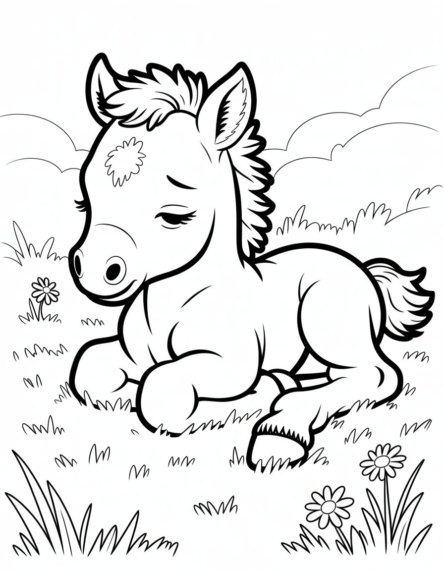 baby horse sleeping