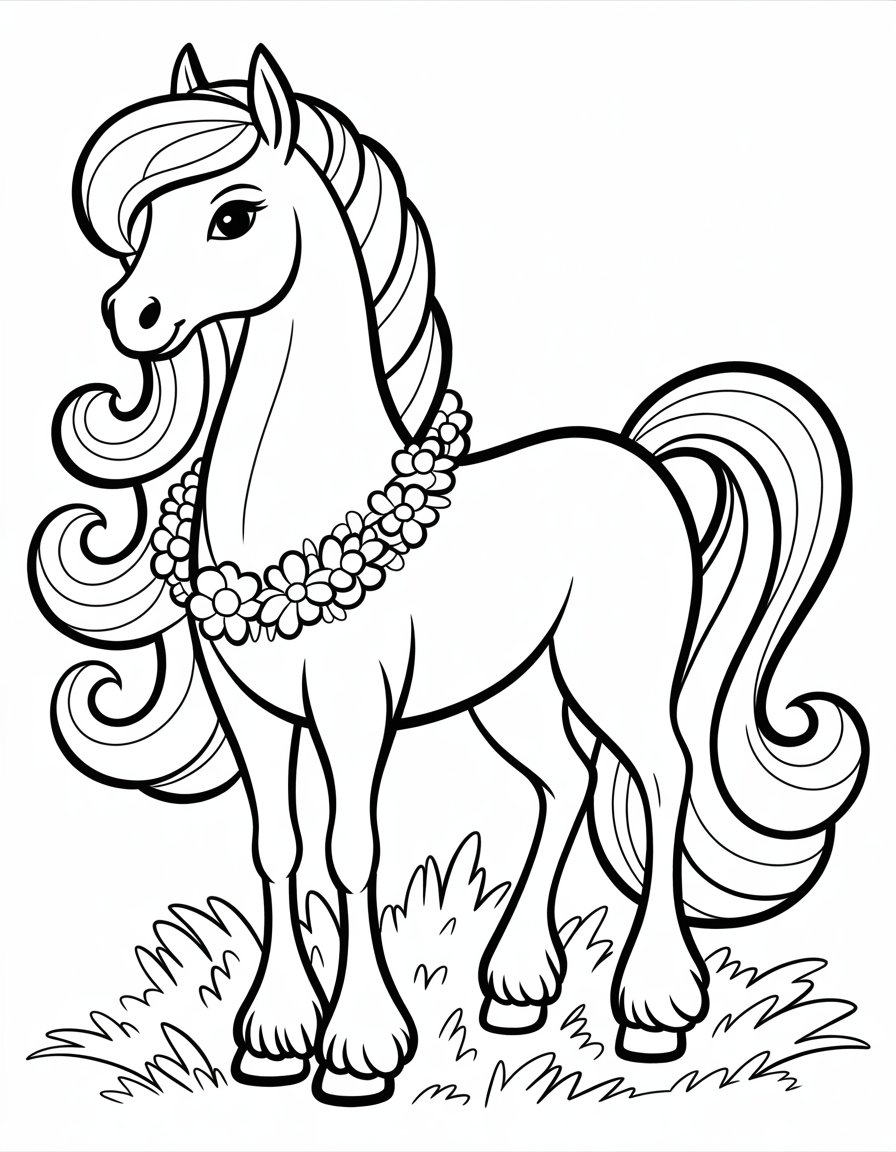 barbie horse coloring page