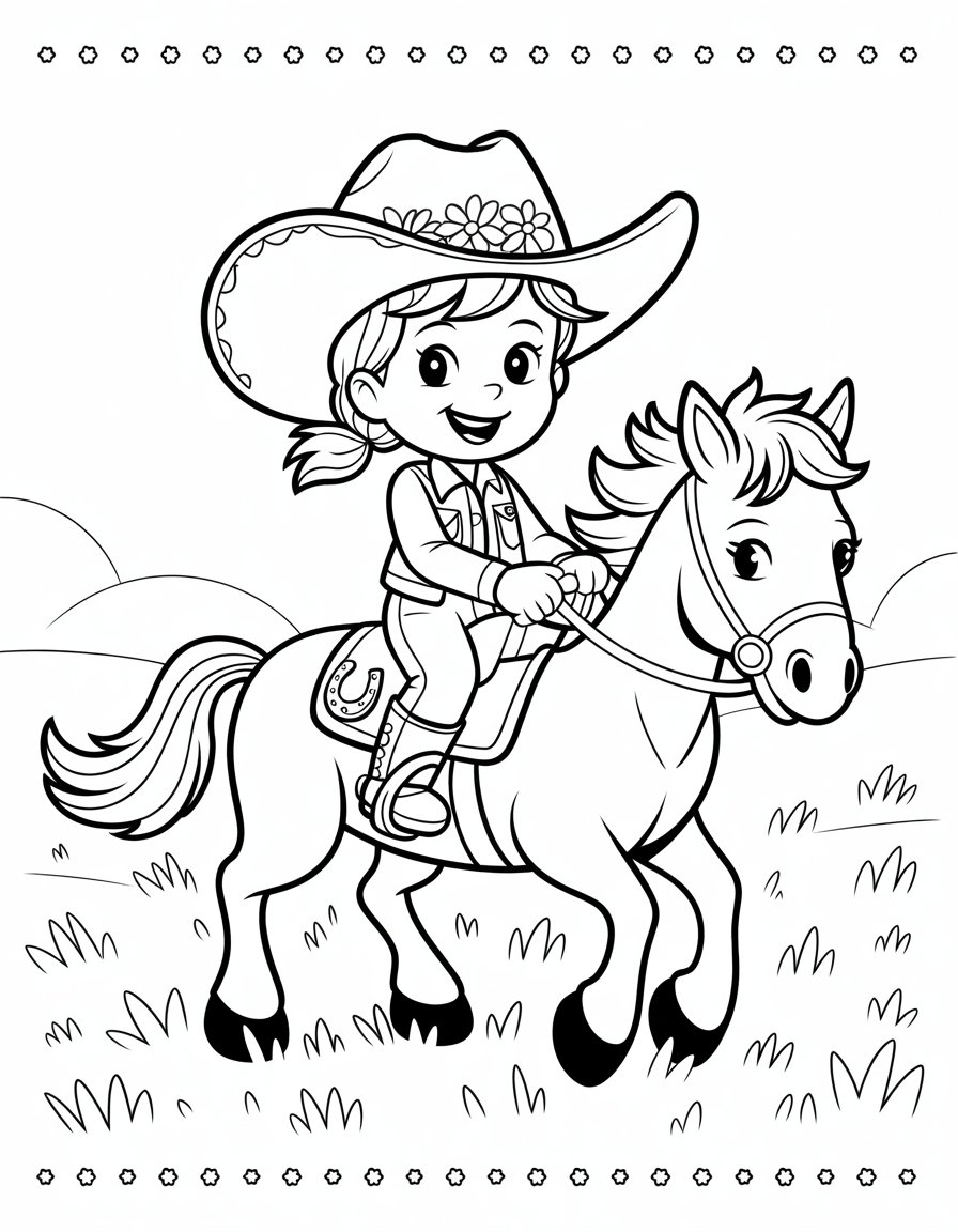 cowgirl and horse coloring page