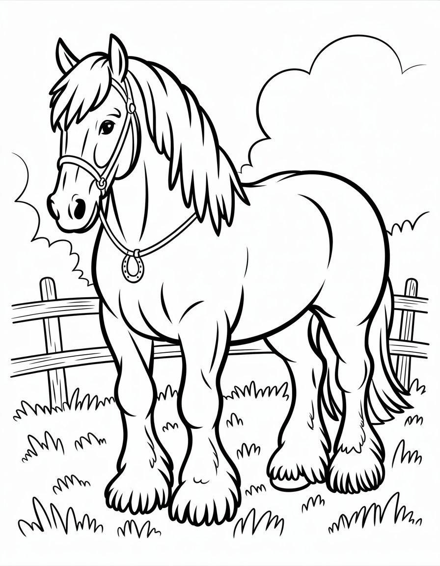 draft horse coloring page