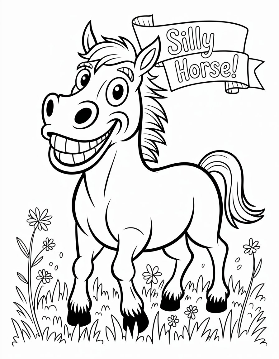 funny horse showing teeth