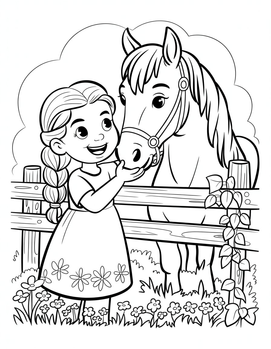 girl horse coloring page