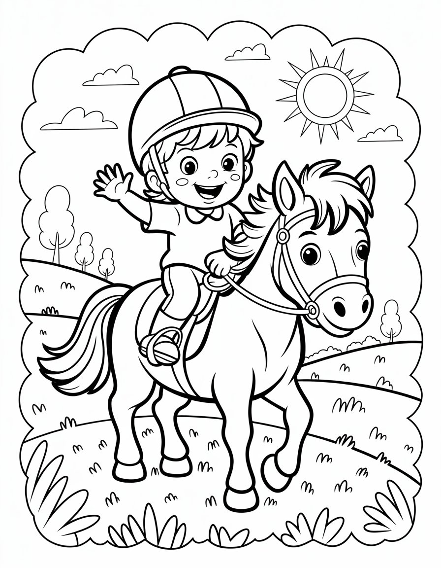 horse and rider coloring page