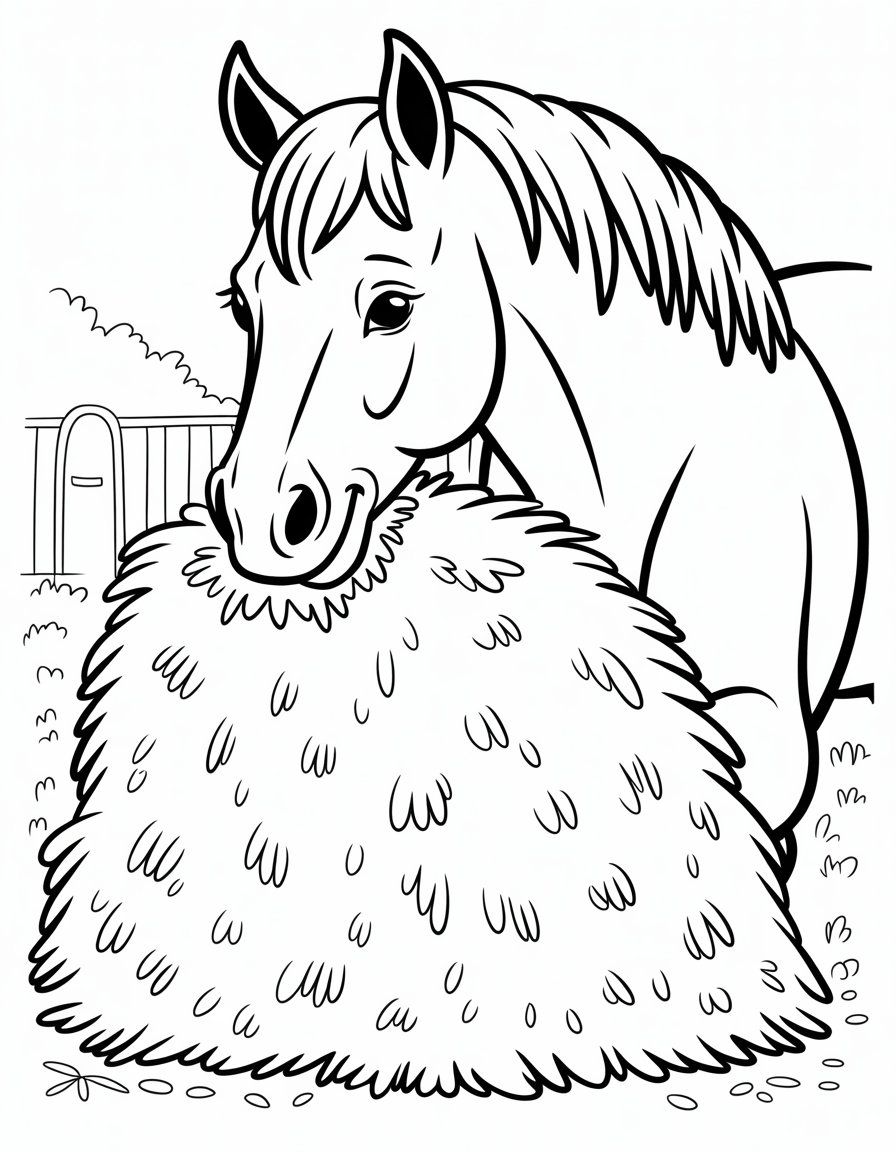 horse eating hay