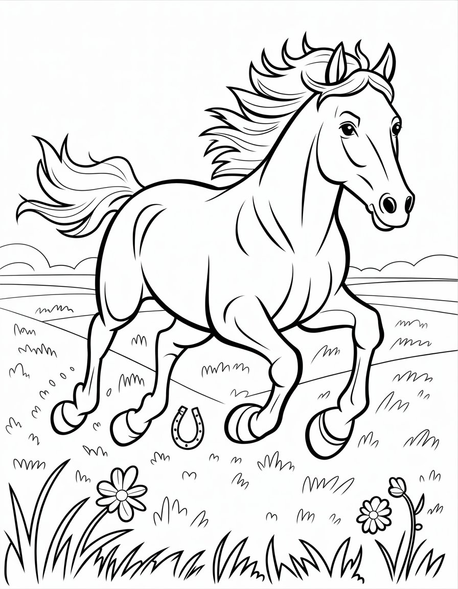 horse galloping in field