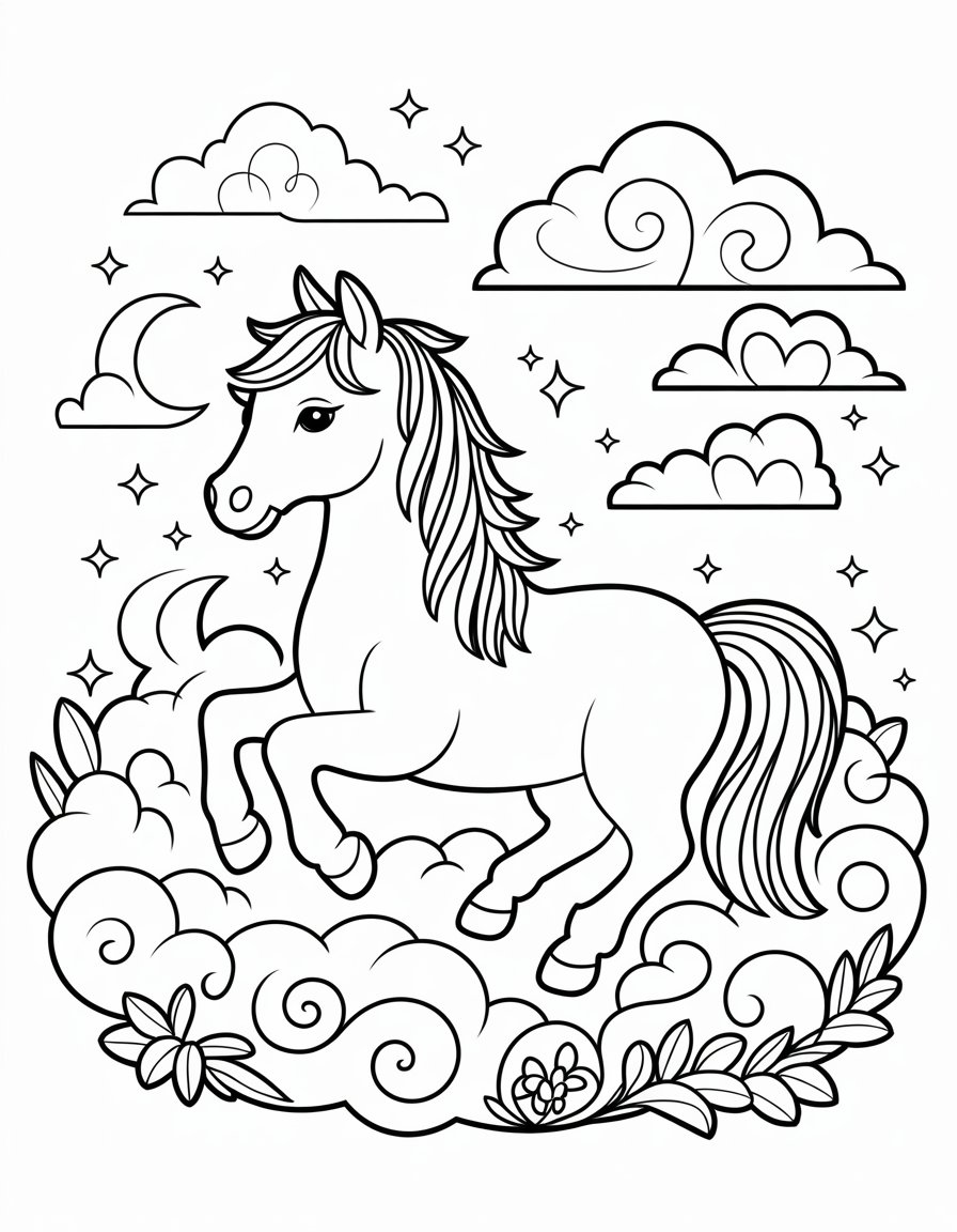 horse in clouds