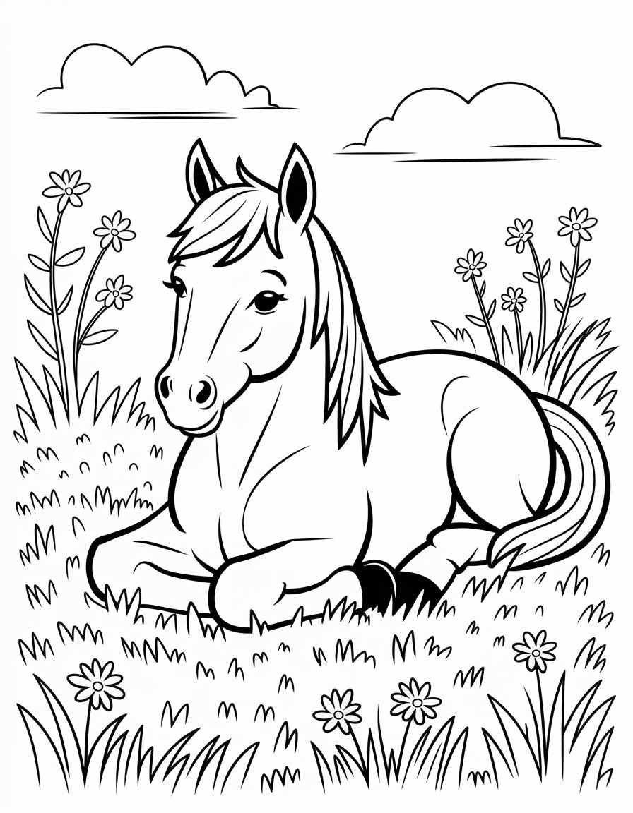 horse laying down