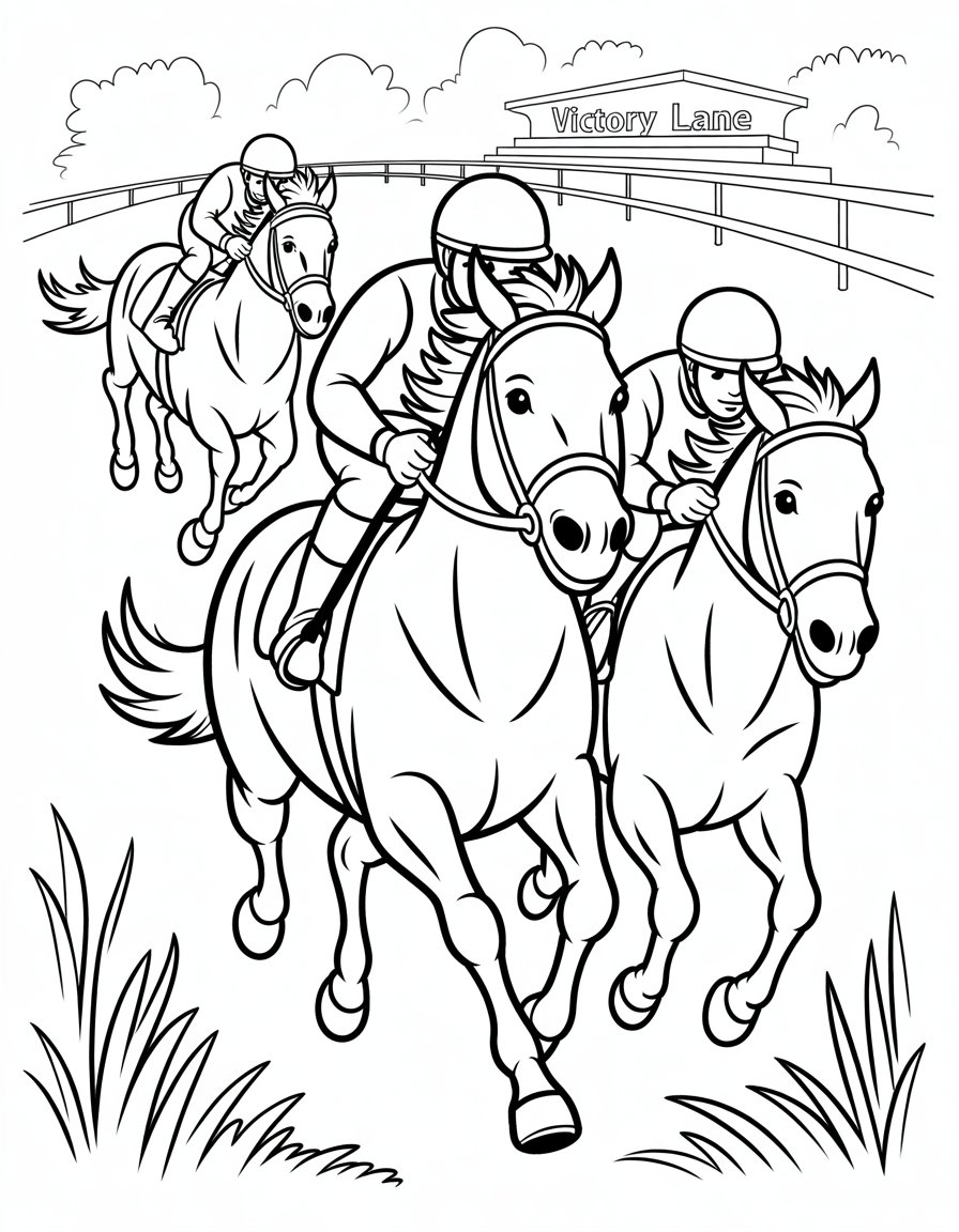 horse racing coloring page