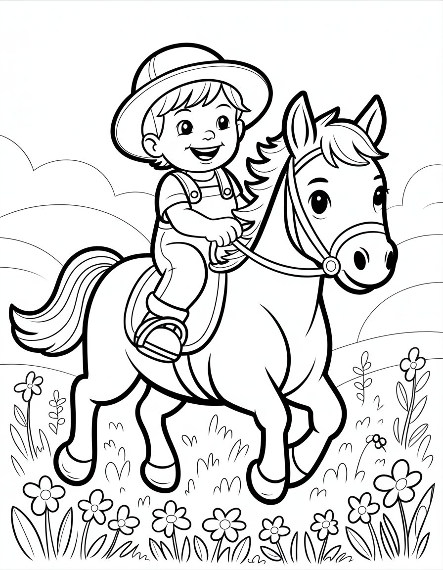 horse riding coloring page