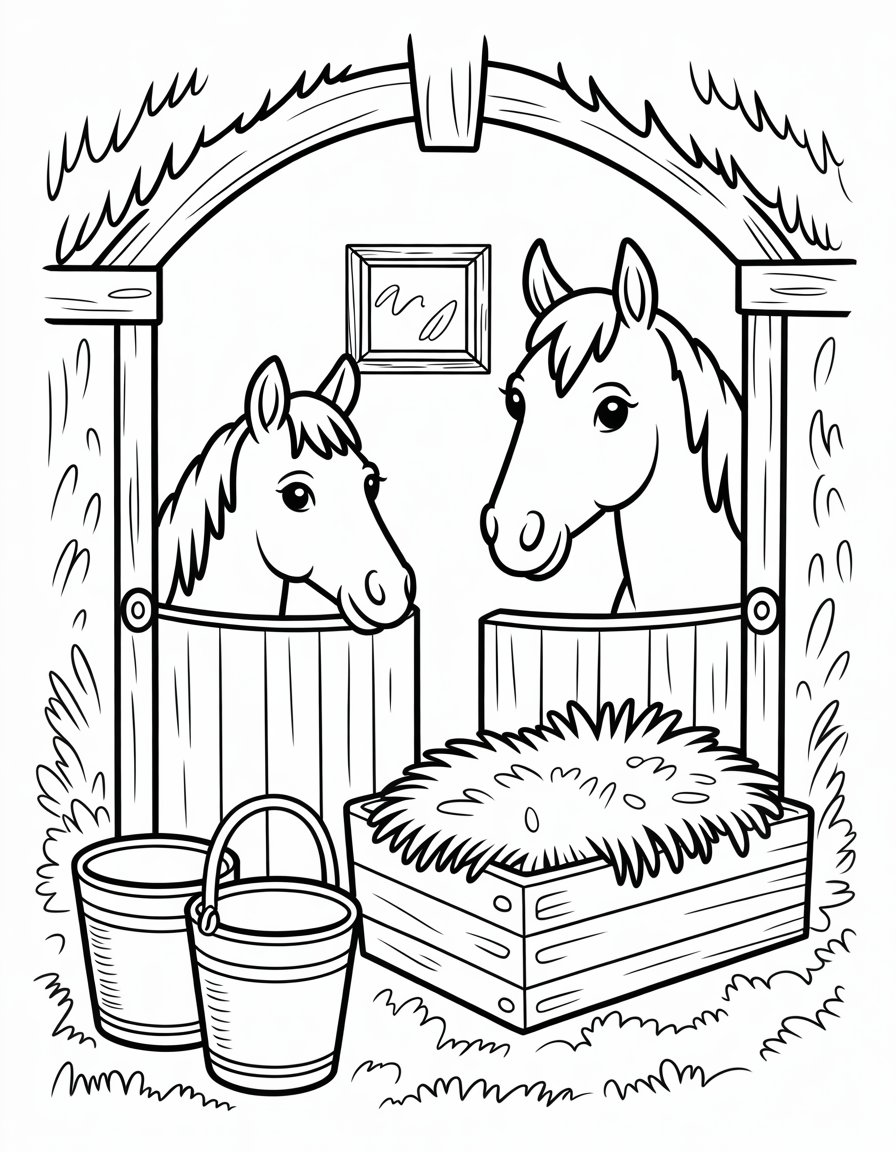 horse stable coloring page