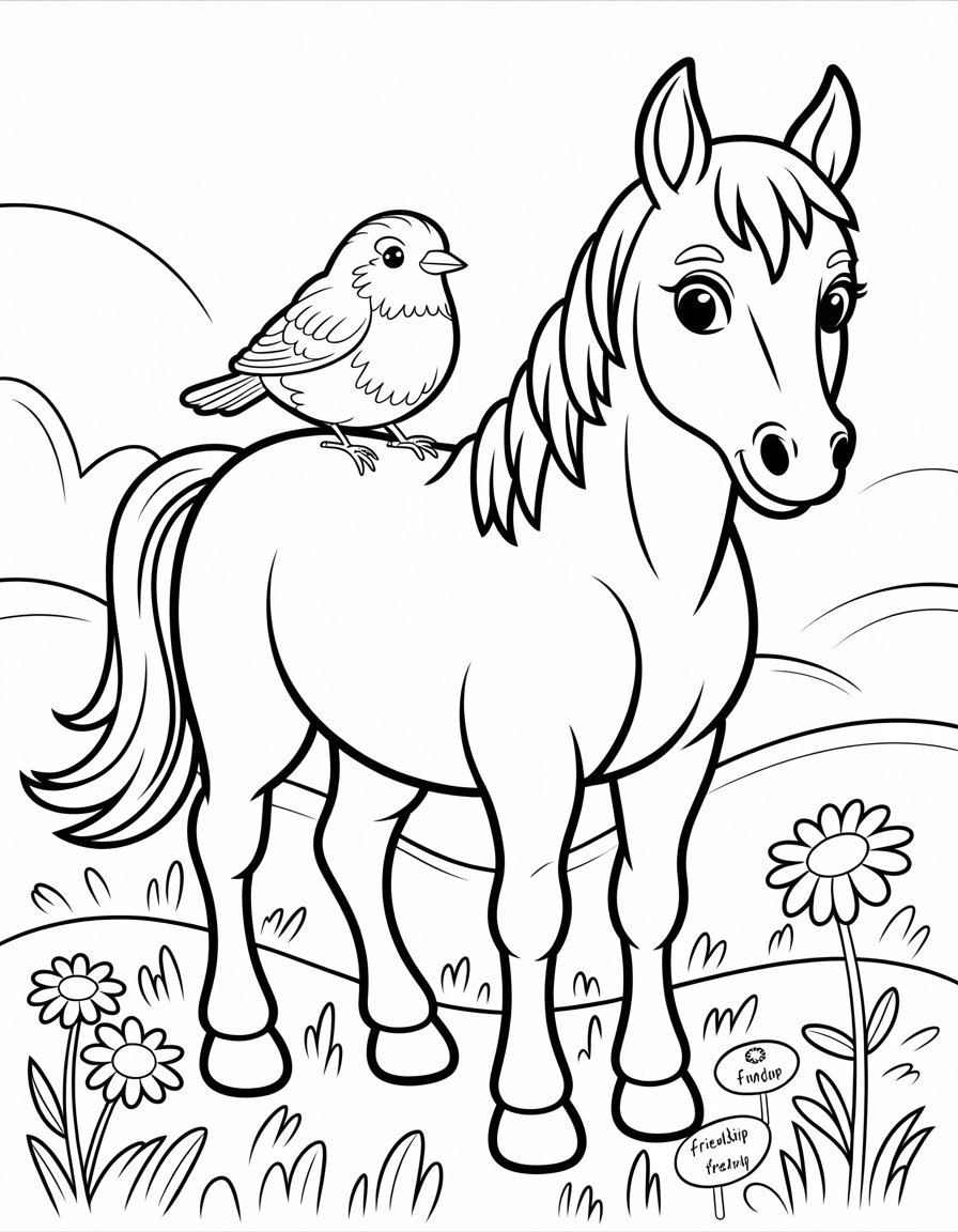 horse with bird