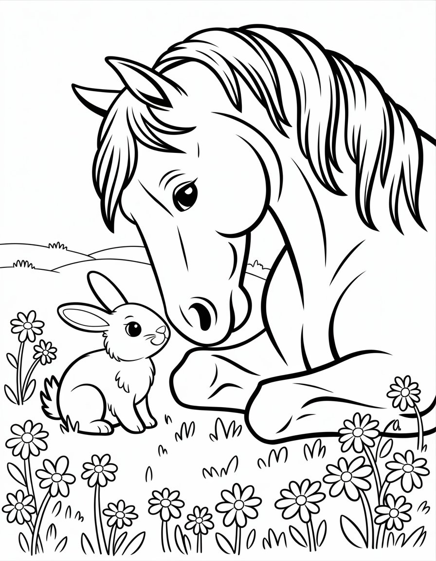 horse with bunny