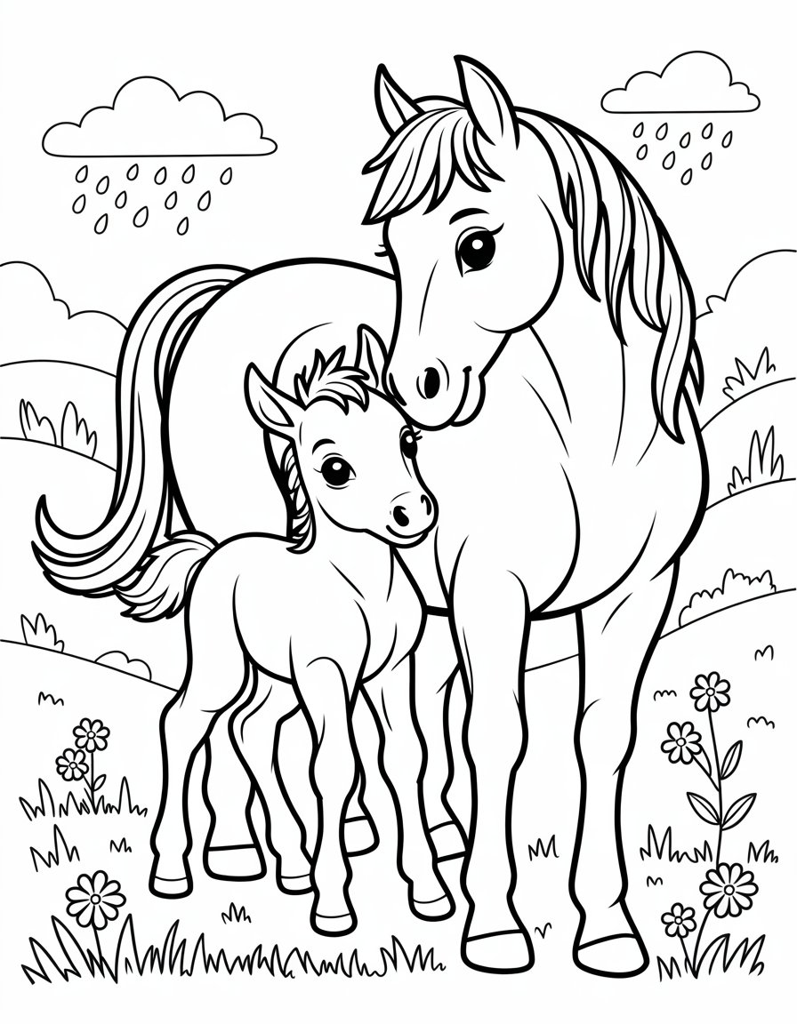 mother and baby horse