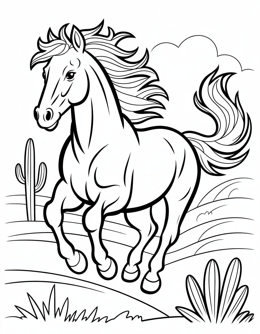 mustang horse coloring page