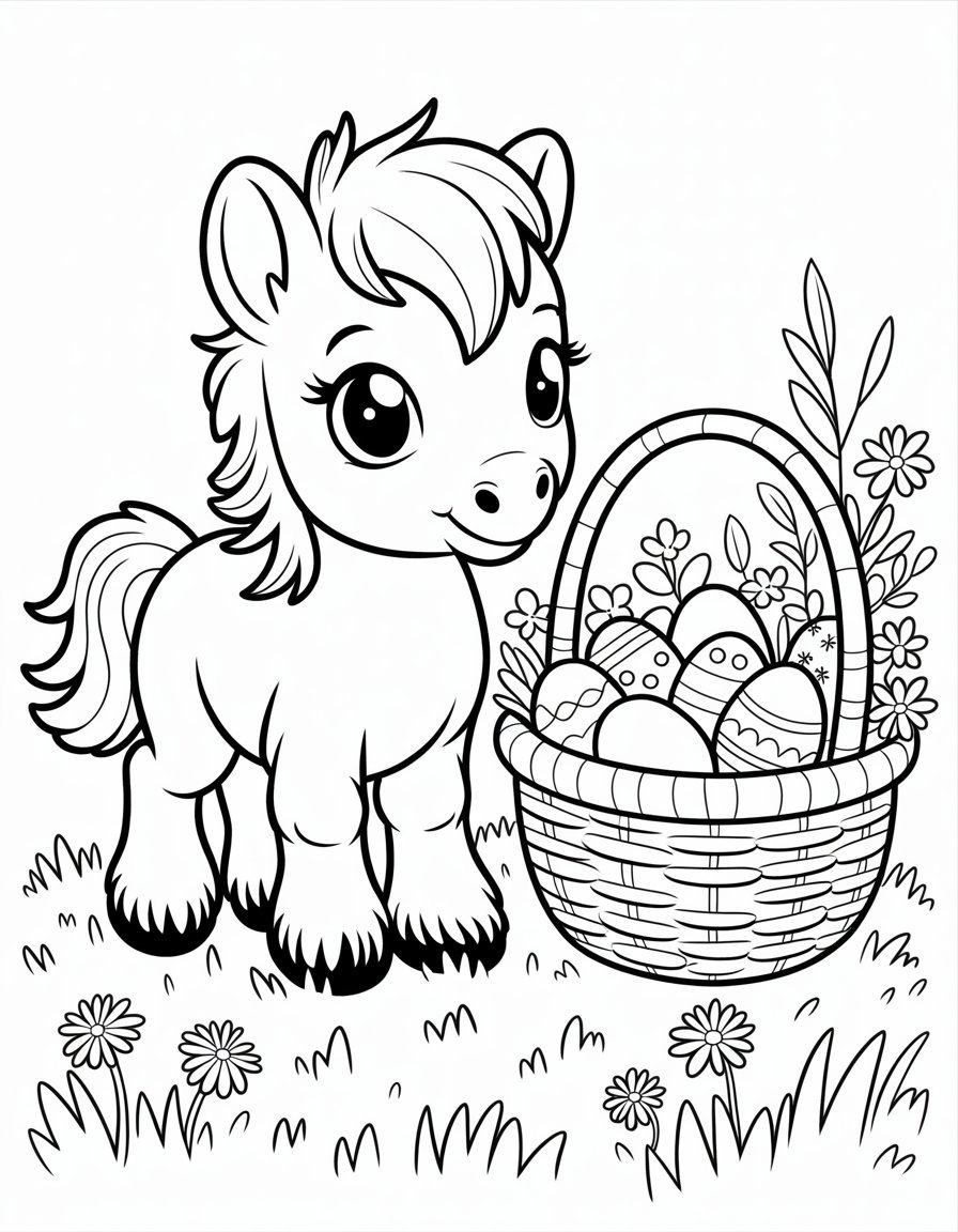 pony with easter basket