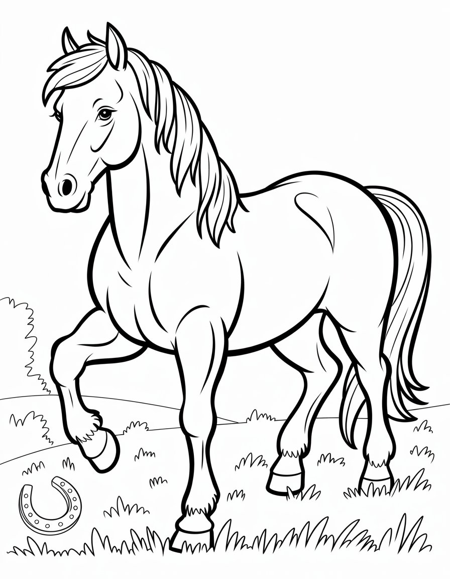 realistic horse coloring page