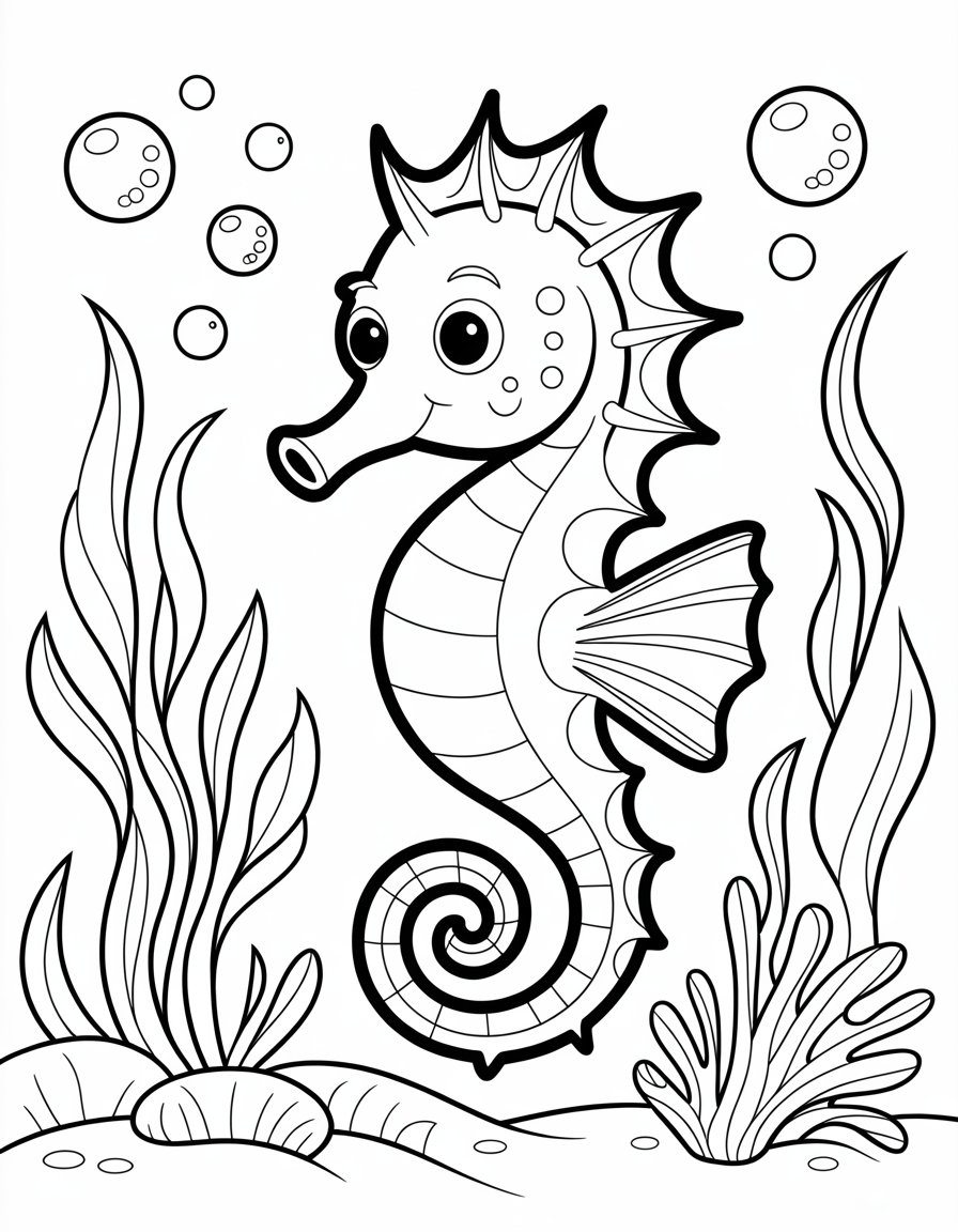 sea horse coloring page