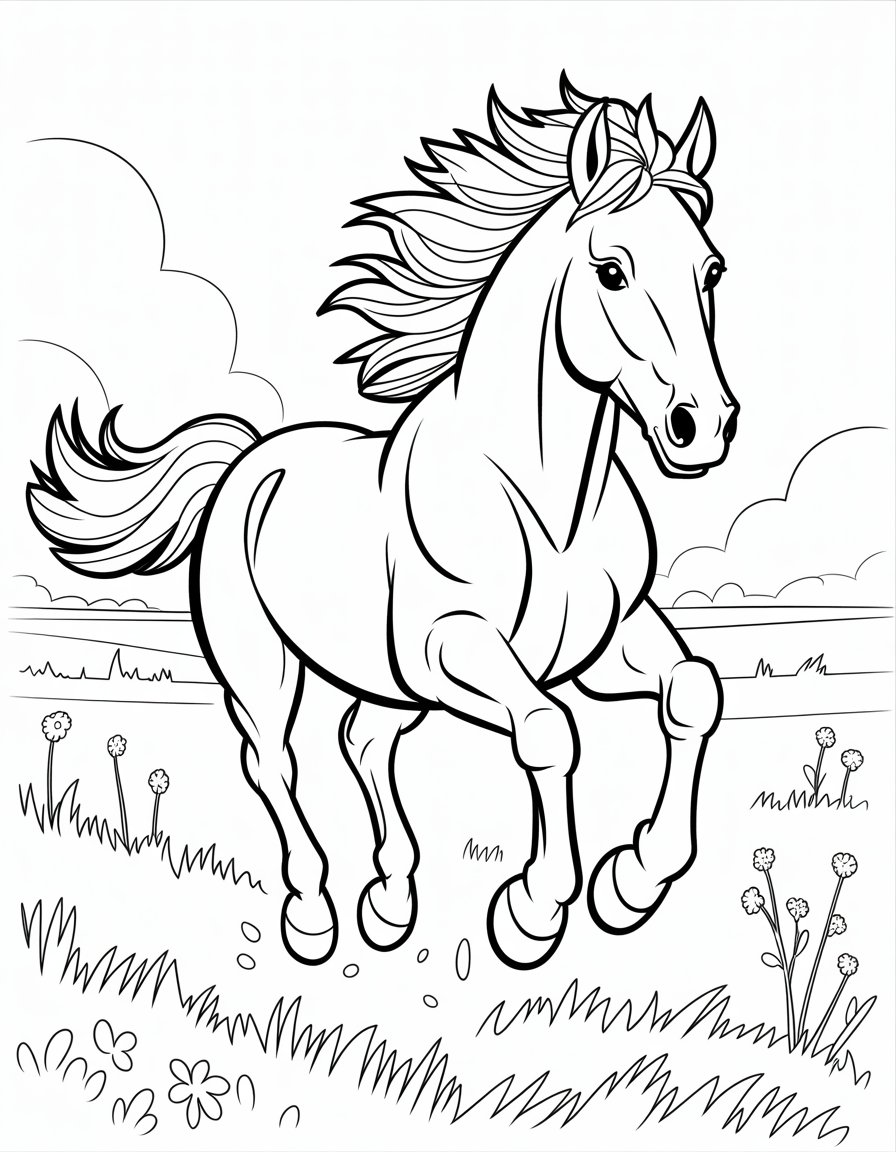 wild horse coloring page