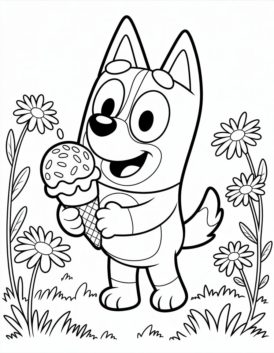 bluey ice cream coloring page