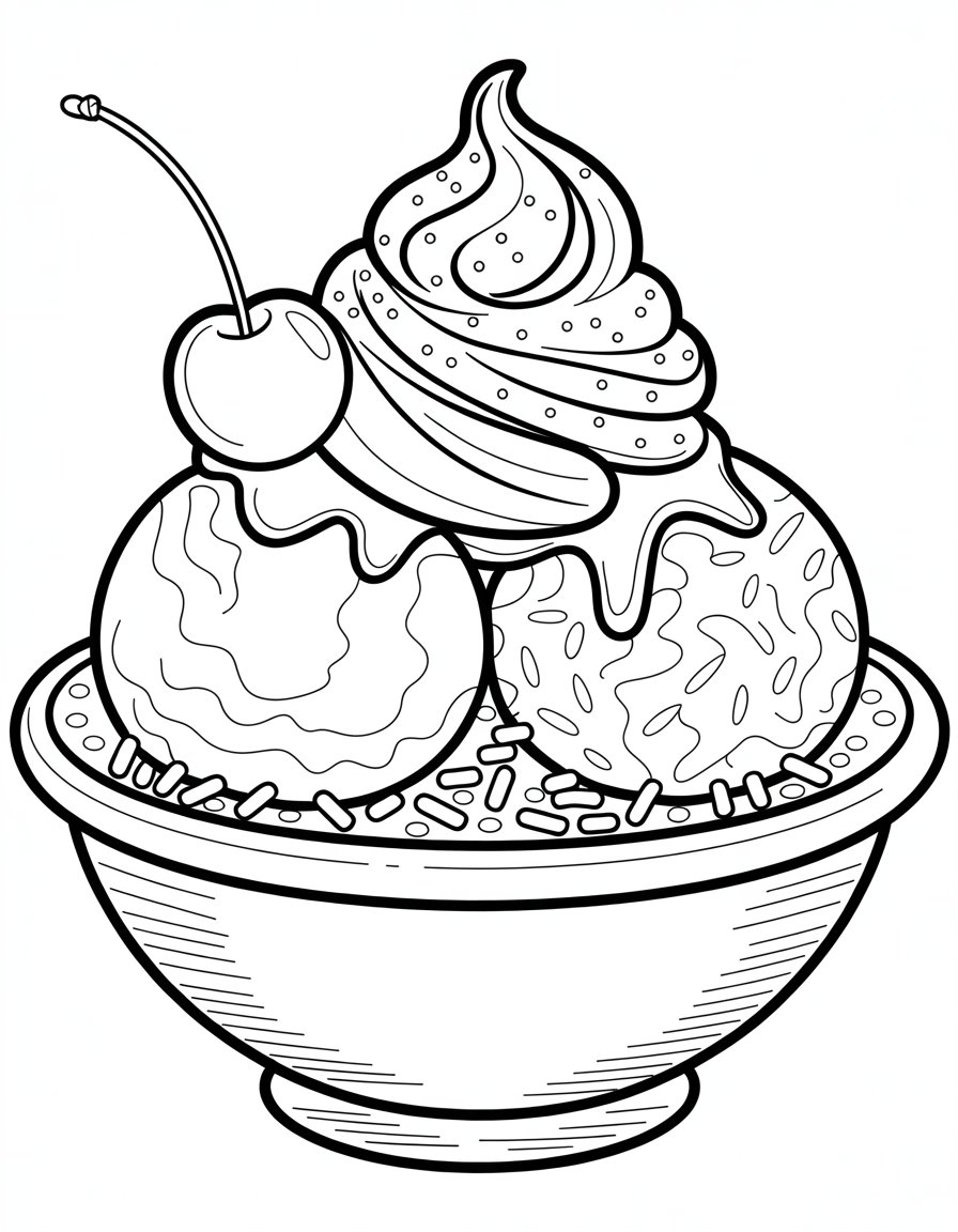 ice cream bowl coloring page