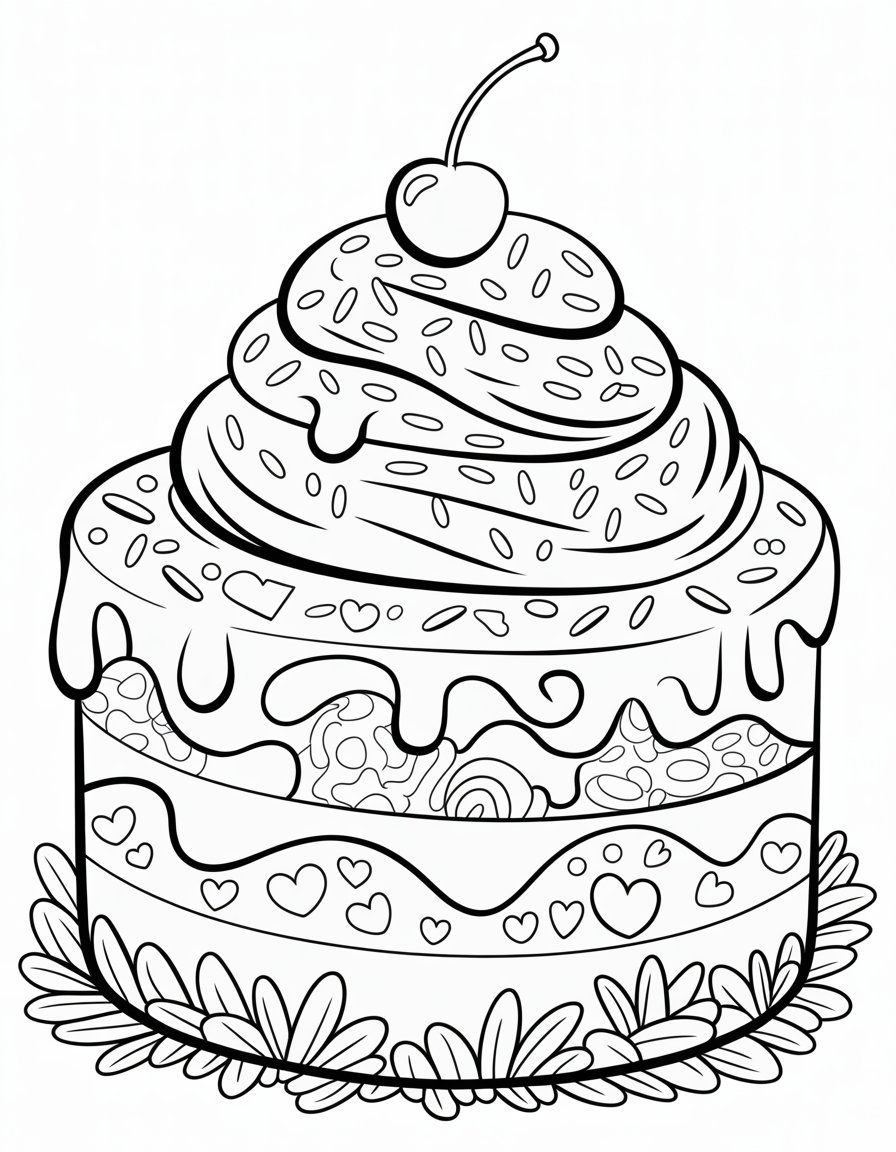 ice cream cake coloring page