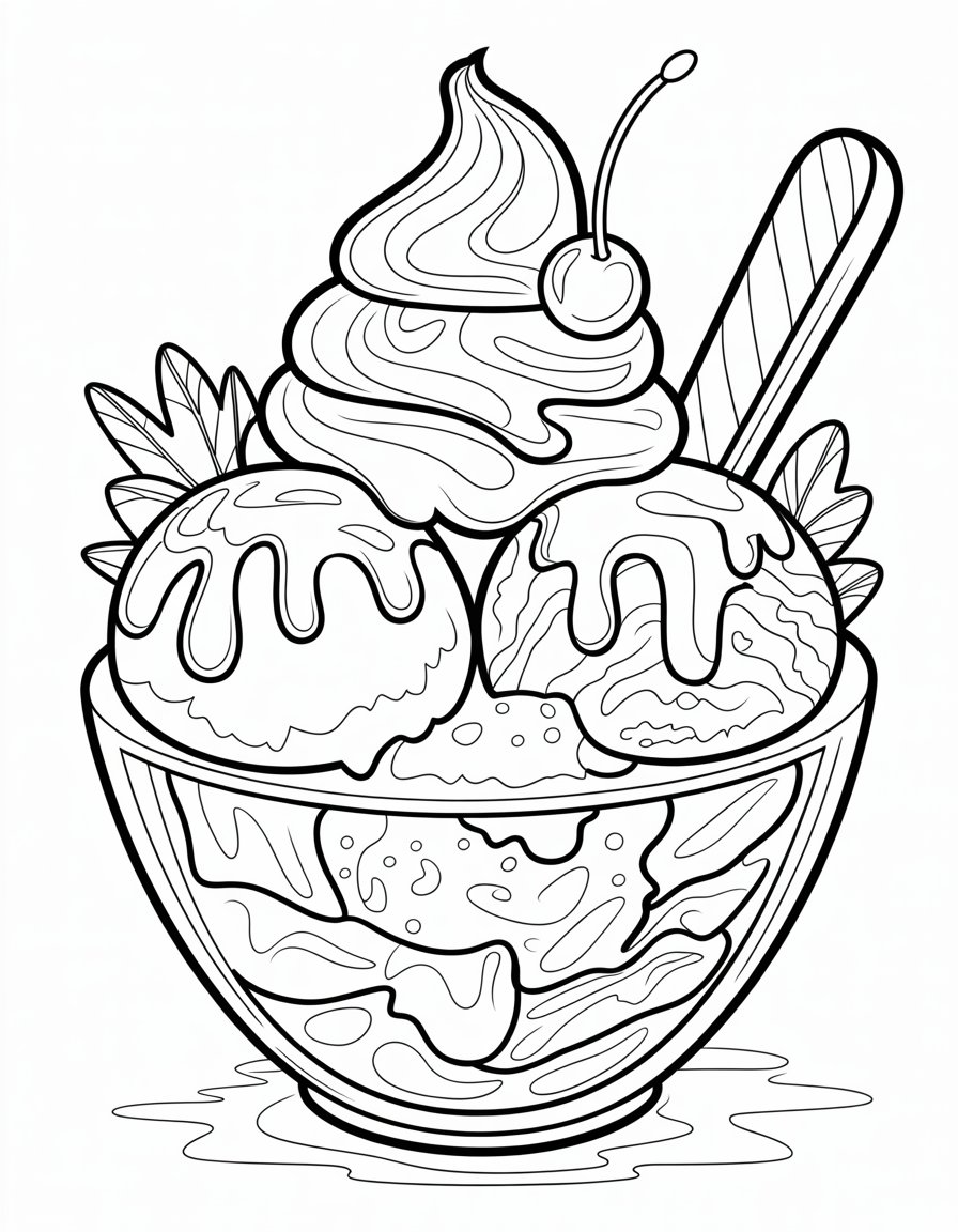 ice cream dessert coloring page