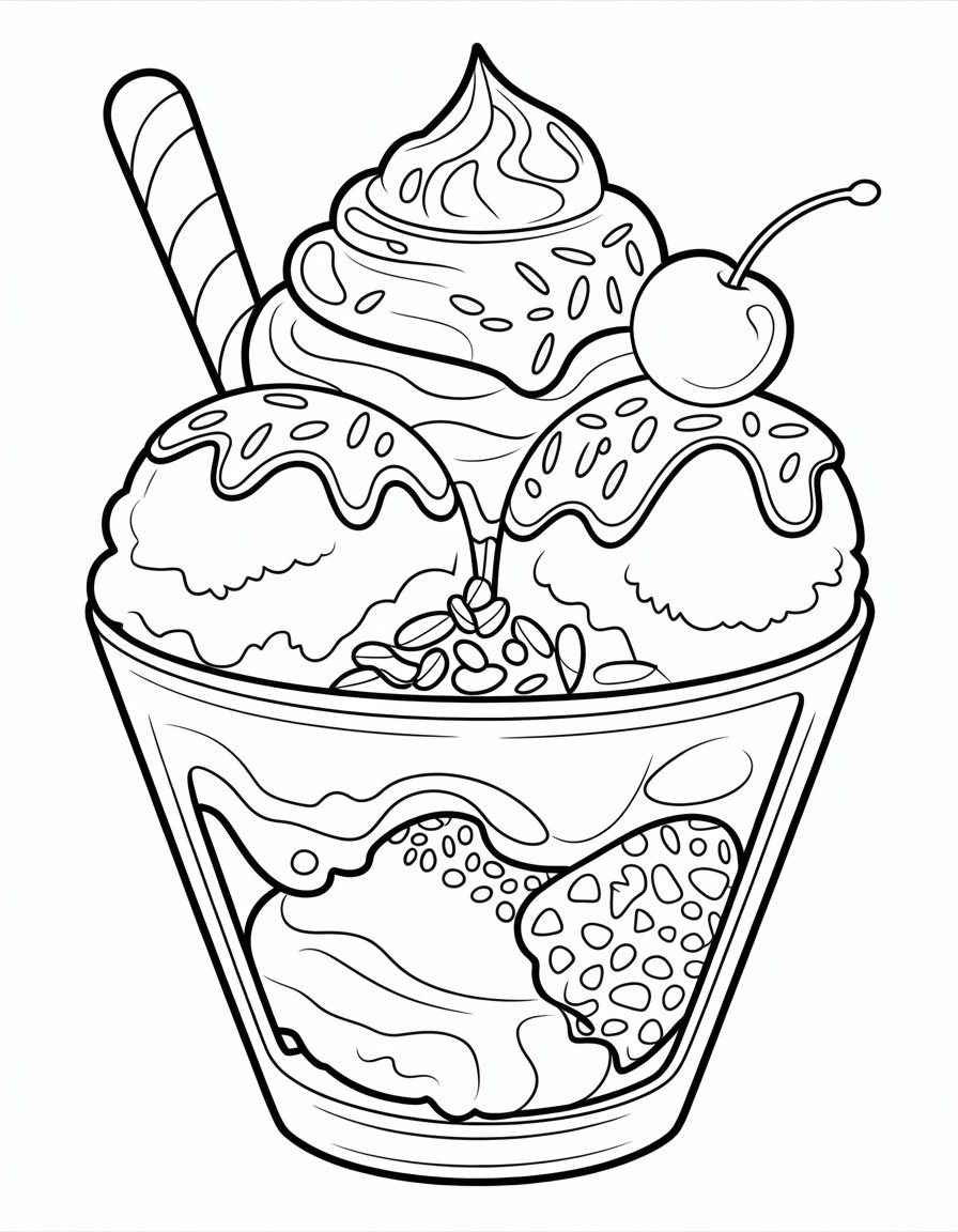 ice cream sundae coloring page