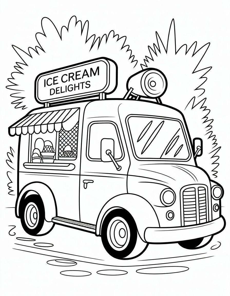 ice cream truck coloring page