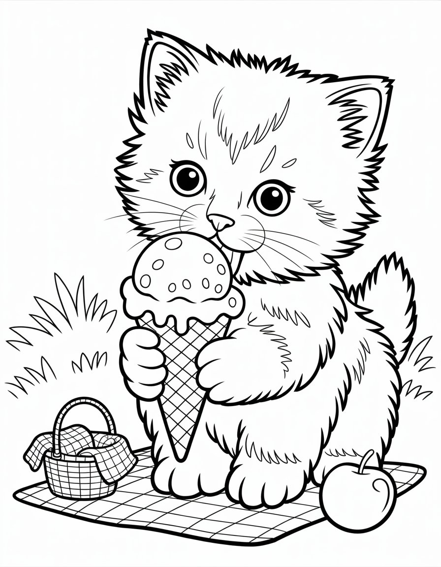 kitty with ice cream