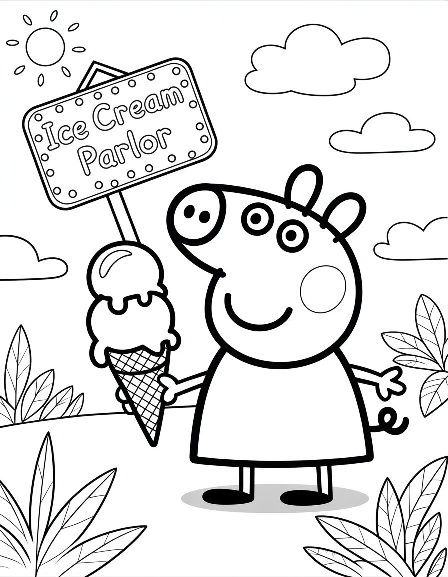 peppa pig ice cream coloring page