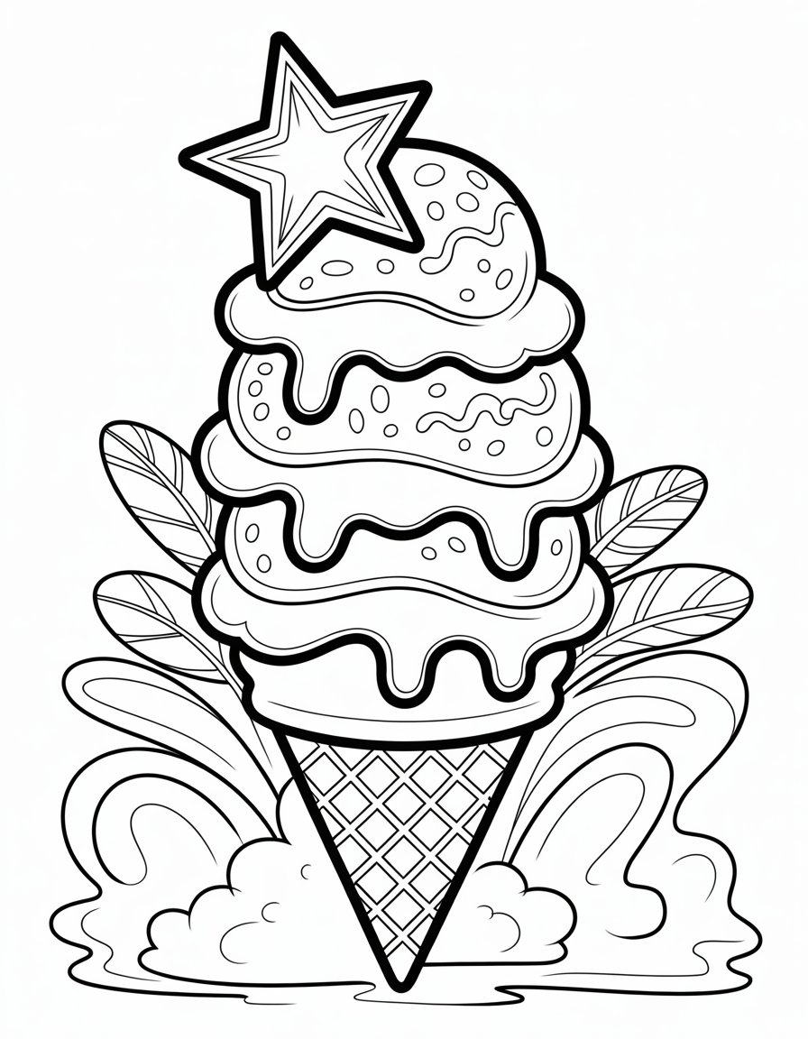 rainbow ice cream coloring page