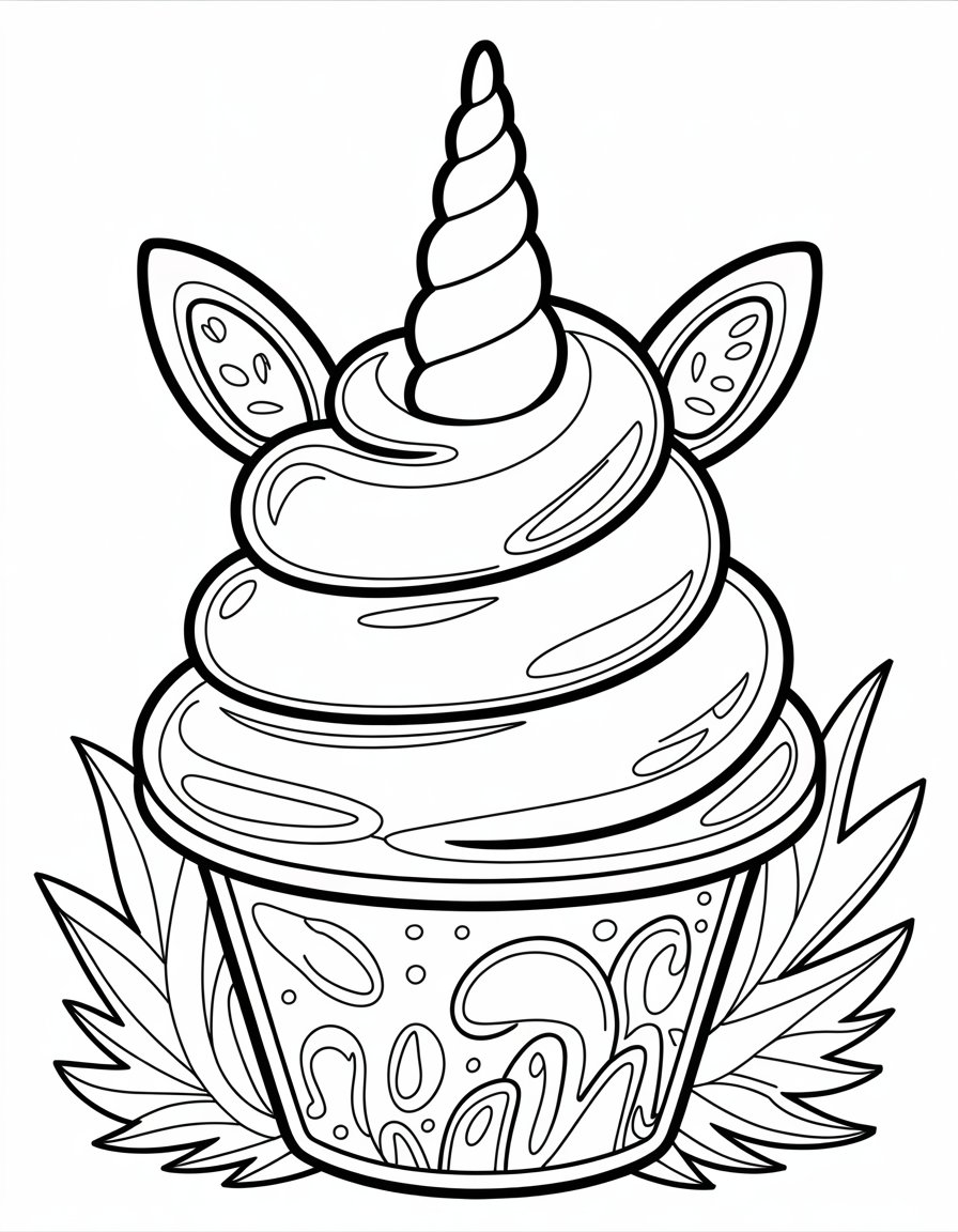 unicorn ice cream coloring page