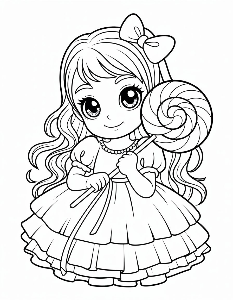 anime girl kawaii coloring page