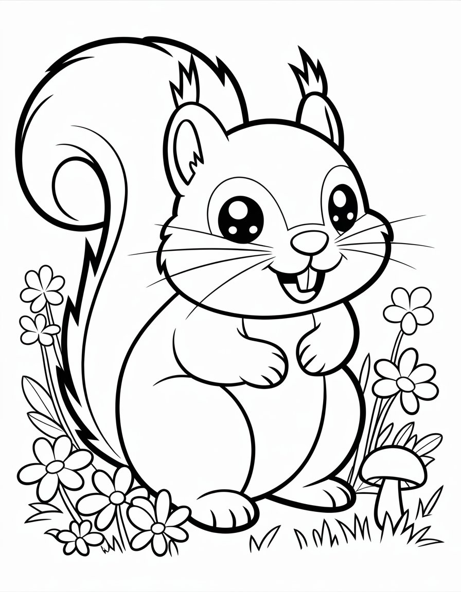 kawaii animal coloring page