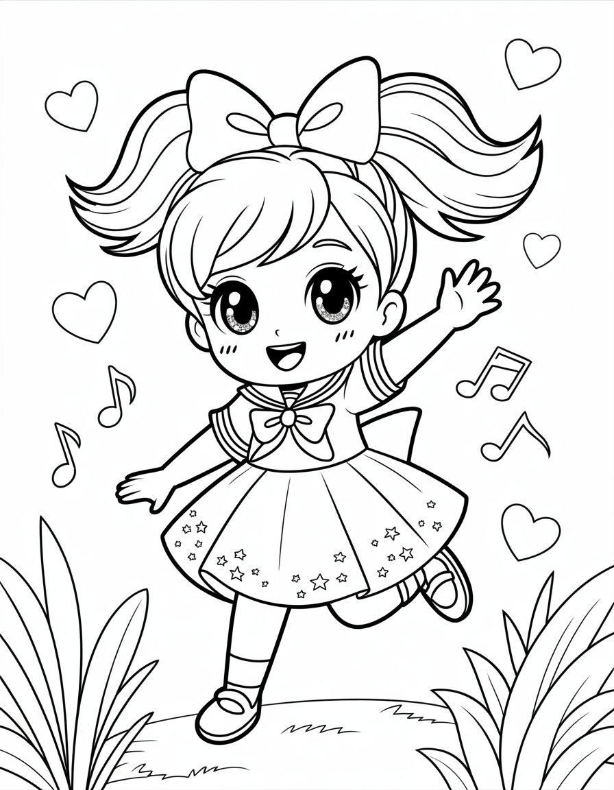 kawaii anime coloring page