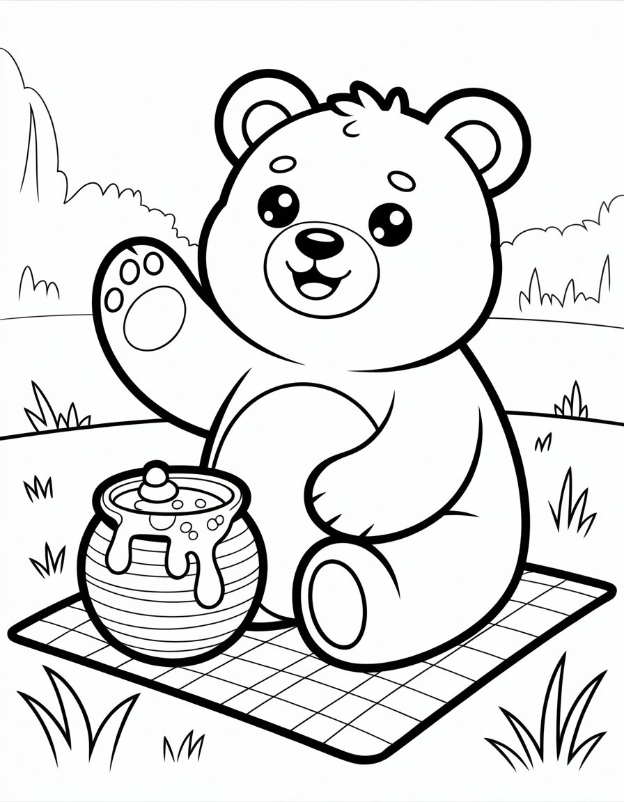 kawaii bear coloring page