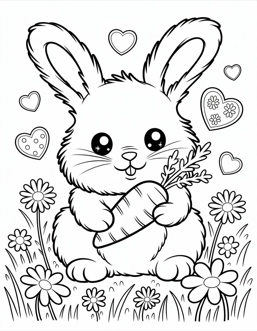 kawaii bunny coloring page